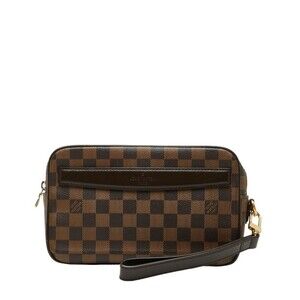 LOUIS VUITTON Authentic Brown Damier Leather Pochette Clutch Bag